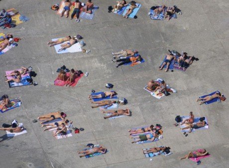 crowded beach livorno italy