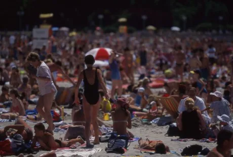 crowded beach sopot poland